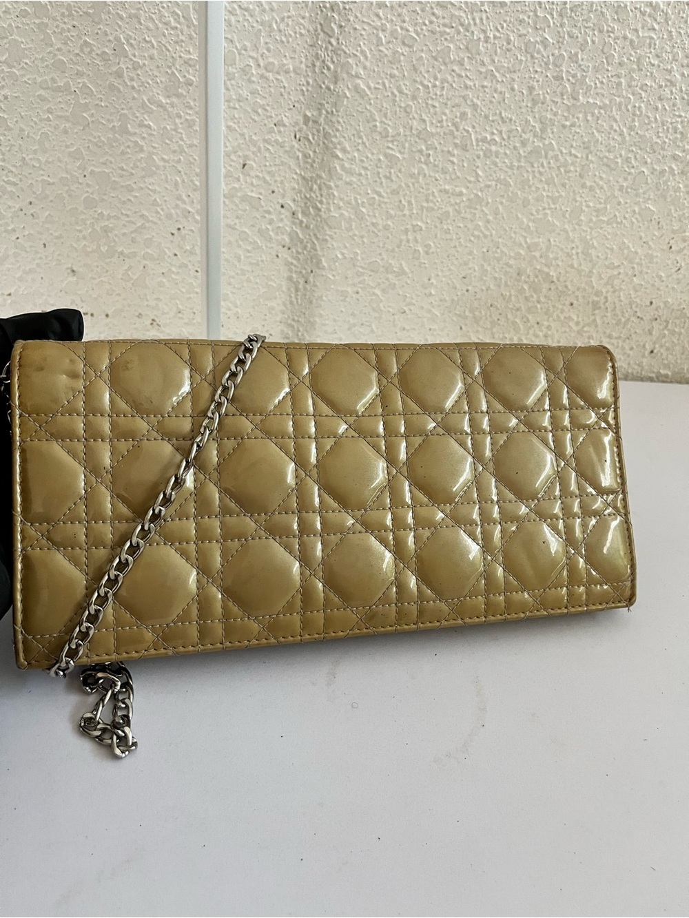Dior patent leather wallet on chain